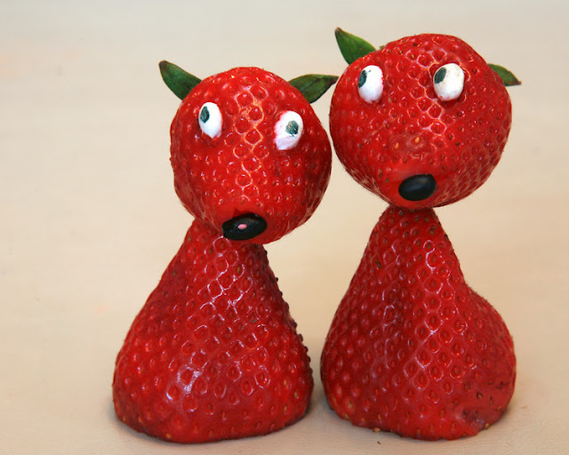 animal figure made out of  strawberry