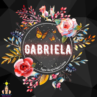 Solapín Nombre Gabriela en círculo de rosas gratis