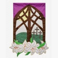 view of easter applique garden flag