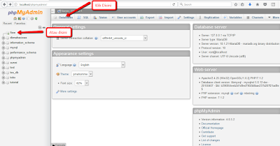 Gambar Halaman Awal Database phpMyAdmin