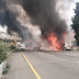 Tras volcadura tráiler de incendia en la carretera México-Toluca 