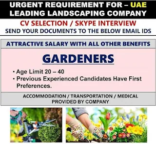 Gardeners – Landscaping Indeed Dubai Job Job Title: Gardeners – Landscaping Job Location: Dubai Job Type: Full Time Job Details Urgently we are looking for Gardeners with 3 – 5 years experience on Landscaping.