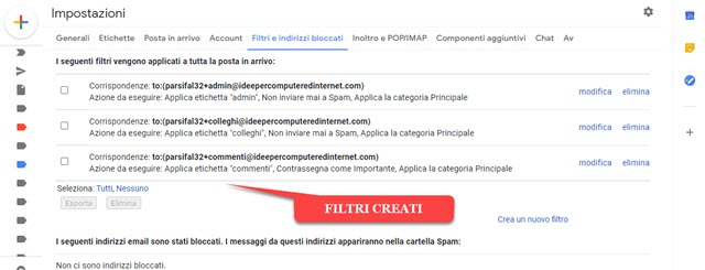 come creare filtri di alias in gmail