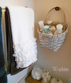 Painted Thrift Store Basket for Lotions | Vintage Farmhouse Bathroom Makeover | Denise on a Whim