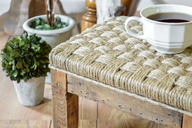 Footstool with jute twine top