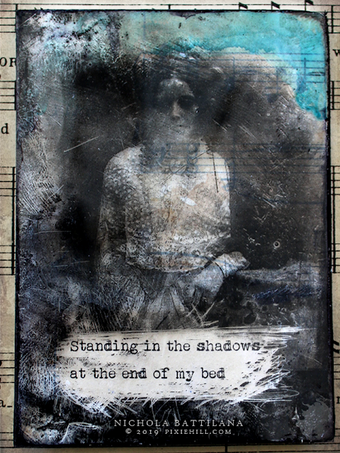 Radiohead/Kate Bush lyric mixed media ATC's - Nichola Battilana 