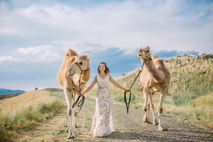 Camel Discovery Paradise Valley / Photography: Kacie Q. Photography / Hair + Makeup: Emily Toppers / Styling + Flowers: Katalin Green / Dress: Essence of Australia via Plume Bridal / Headpiece: Paris by Debra Mooreland 