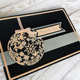 Christmas card with rose gold embossing powder