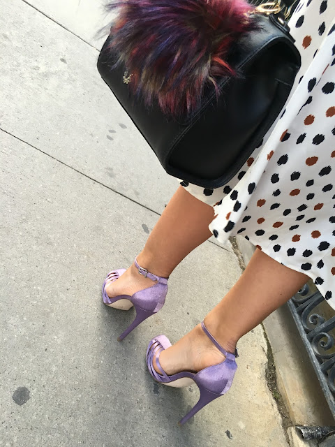 Satin heels, h&M dress, midi dress, open back dress, polka-dot dress, carrie bradshaw outfit, canadian blogger, how to wear a midi dress, top fashion blogger, purple heels, toronto blogger, modne blogerke, kako nositi midi haljinu, boomerang, Instagram