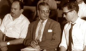 Los ajedrecistas Joan Torquet, Antonio Medina y José Luis Sánchez Fernández, Barcelona 1964