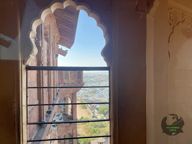 Blue Houses and Temples of Jodhpur: view from Mehrangarh Fort, Jodhpur, Rajasthan, India