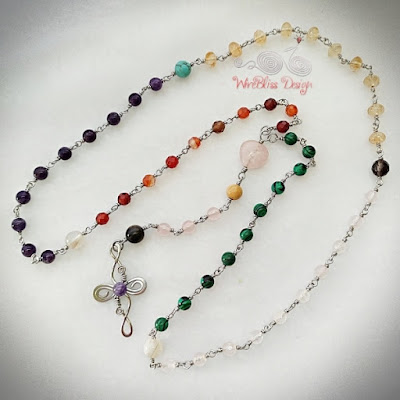 Wire Wrapped Rosary with Mixed Gemstones - whole