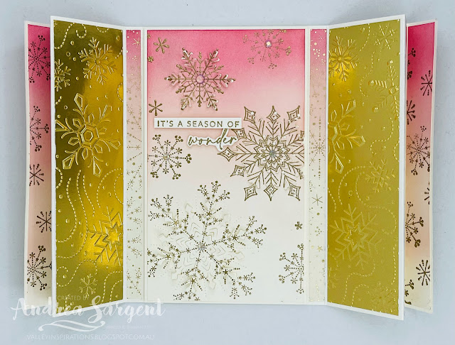 Send an flurry of joy with snowflakes from the Joyful Flurry stamp set as you personally create this elegant card.