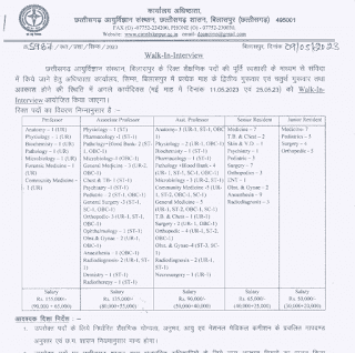 CIMS BILASPUR VACANCY 2023 | सिम्स बिलासपुर आयुर्विज्ञान संस्थान में 130 पदों की वेकेंसी, वाक इन इंटरव्यू 25 मई 2023 को