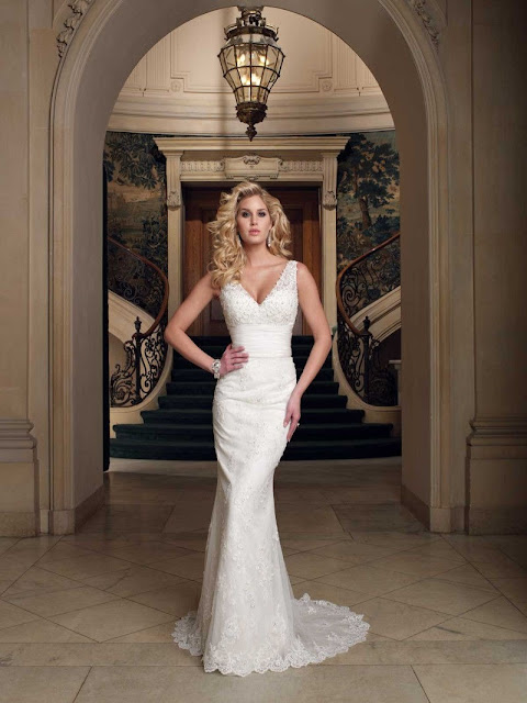 excellent-v-neck-floor-length-sweep-train-lace-sheath-column-wedding-dress-with-appliques
