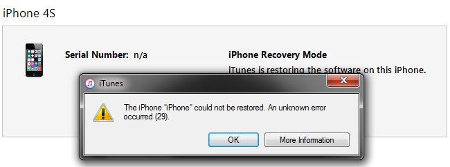 How To Fix iTunes Error 29 iPhone 4S 5 5C 5S 6 6+ 6S 7