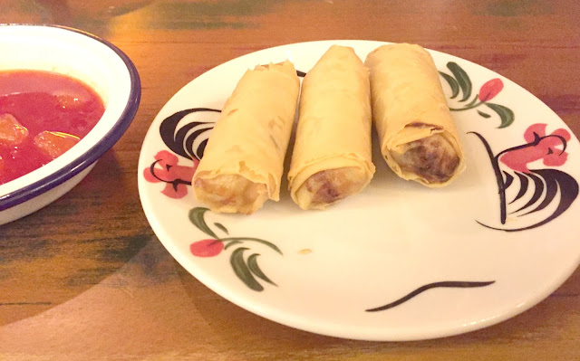 Thai chicken Spring rolls and sweet chilli sauce at Thaikhun