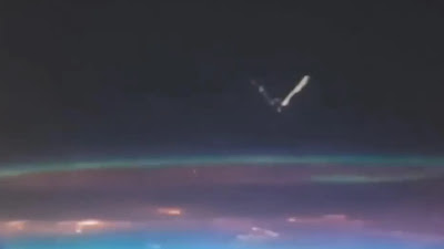 UFO craft captured on the space station live feed in June 2021.