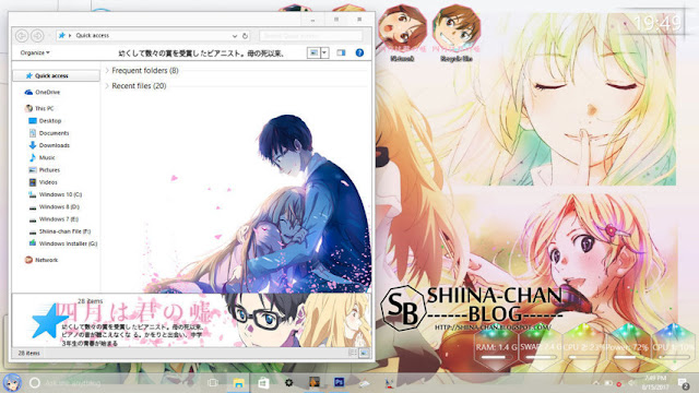 Windows 10 Ver. 1607 Theme Shigatsu wa kimi no Uso by Enji Riz