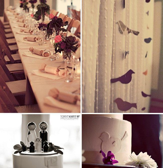 hanging paper birds wedding reception