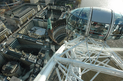 The London Eye capsule over the London Aquarium