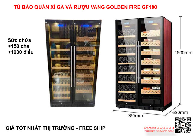 Tủ bảo quản xì gà kết hợp rượu vang Golden Fire GF180