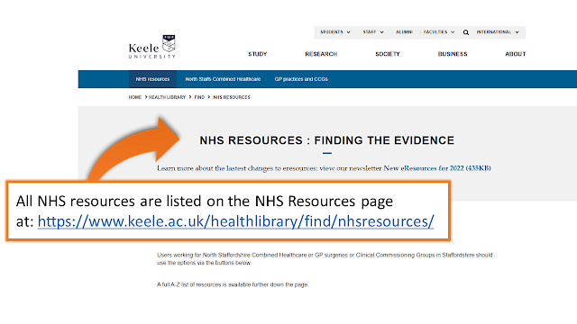 NHS resources page showing the introduction at the top