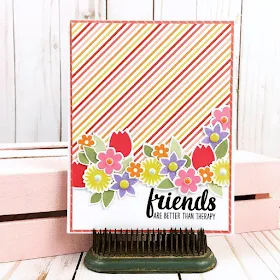 Sunny Studio Stamps: Friends & Family Flower Border Card by Becki Adams