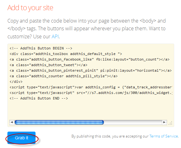 Share blog posts in social medias using AddThis addthis code
