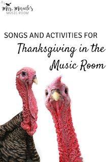 Songs and activities for Thanksgiving in the music room: Includes a round of blog posts with lots of great ideas for your elementary music lessons!