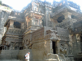 Kailashnath temple walls at Ellora