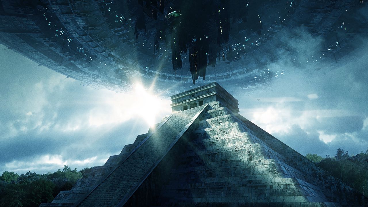 Wallpaper Pyramid Ufo Aliens