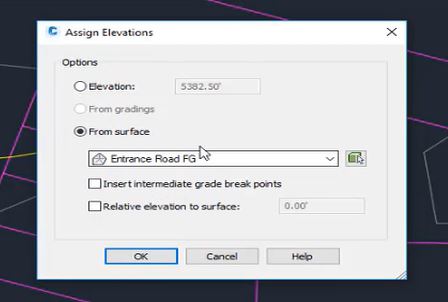 Assign elevations in Autodesk Civil 3D