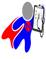 image Nurse - Superhero red and blue with clipboard and stethoscope