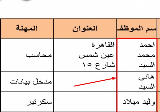 كيف يمكن الكتابة على اكثر من سطر لنفس الخلية في الاكسل