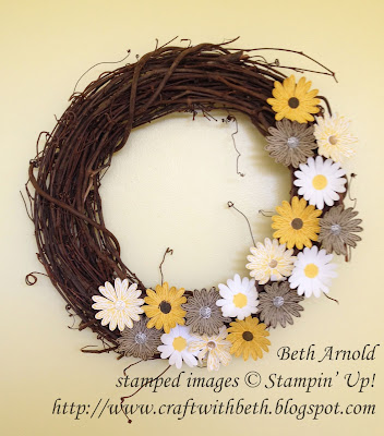 Craft with Beth: Daisy Delight Bundle Wreath Daisy Punch Stampin Up Home Decor 3D Grape Vine Wreath