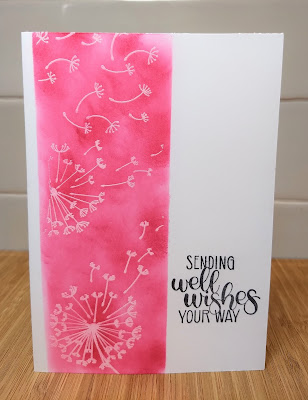 Dandelion wishes, emboss resist, pink, Art with heart, rhapsody in craft