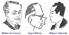 Caricaturas de Matías de Llorens, Ángel Ribera y Miquel Albareda