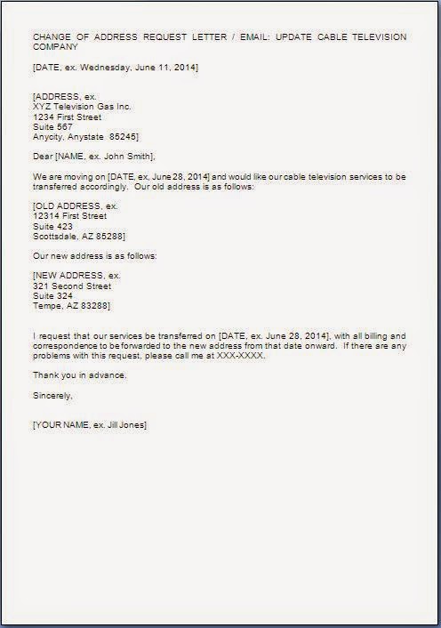 Address Chenge Request Letter Format