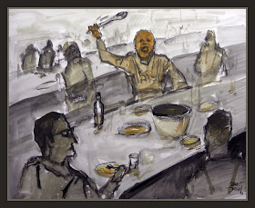 MILI-SERVICIO MILITAR-ESPAÑA-OBEJO-CAMPAMENTO-COMEDORES-RECLUTAS-NAVARRO-PINTURAS-PINTOR-ERNEST DESCALS-