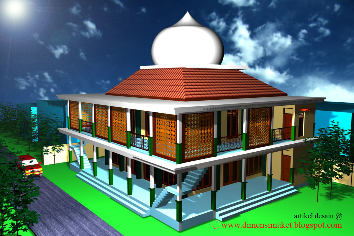 Desain Masjid  Musholla 003 Contoh Gambar  Desain Musholla 2  lantai 