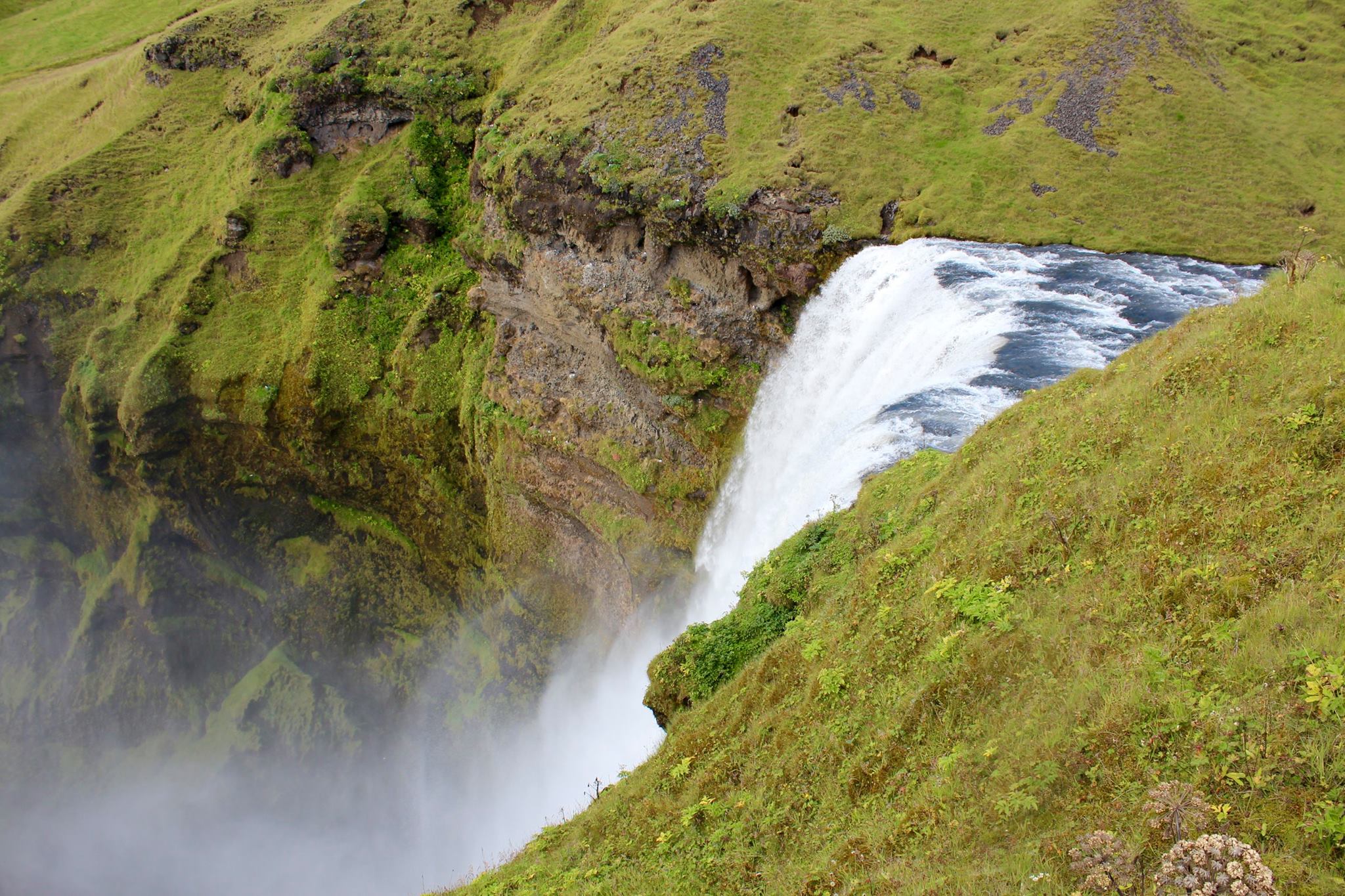 View of Skógafoss Waterfall from the top
