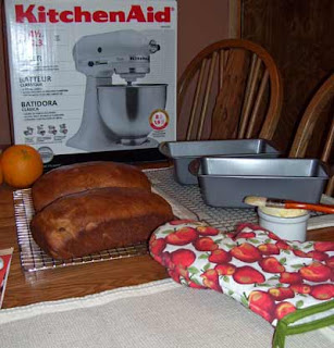 Just out of the oven - yummy fresh bread.