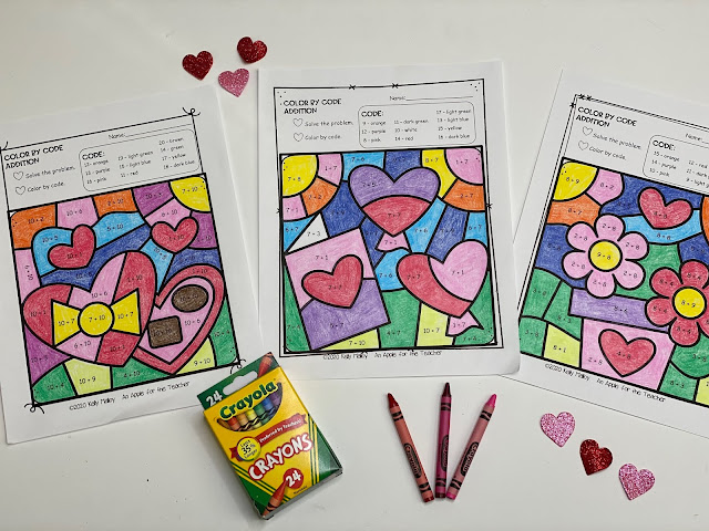 An Apple For The Teacher: Valentine's Day Color By Number ...