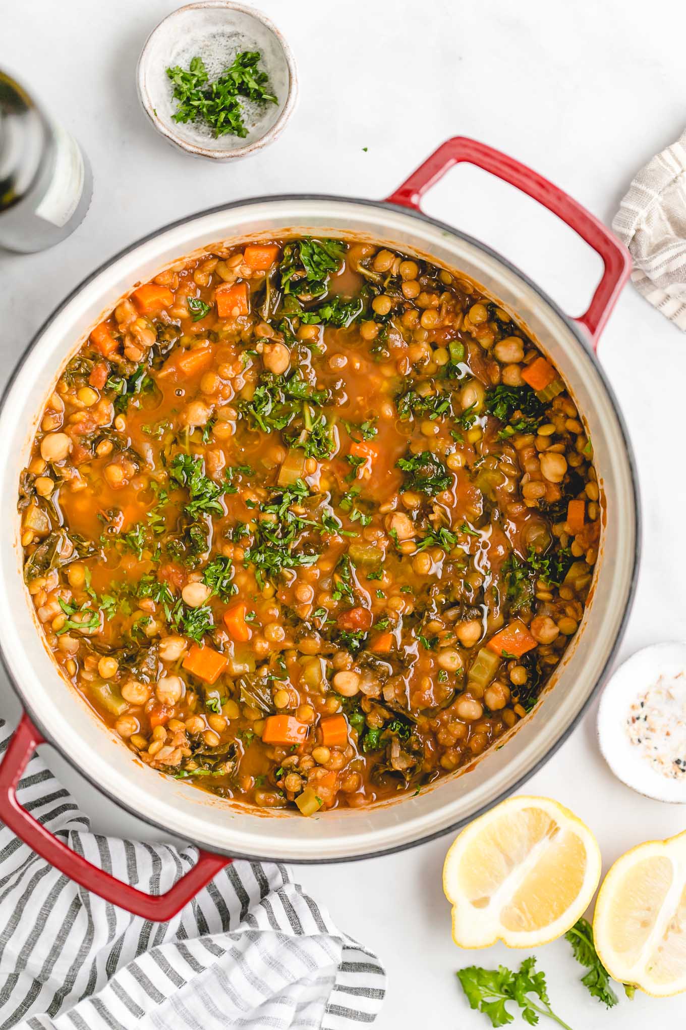 Cazuela de lentejas y arroz integral