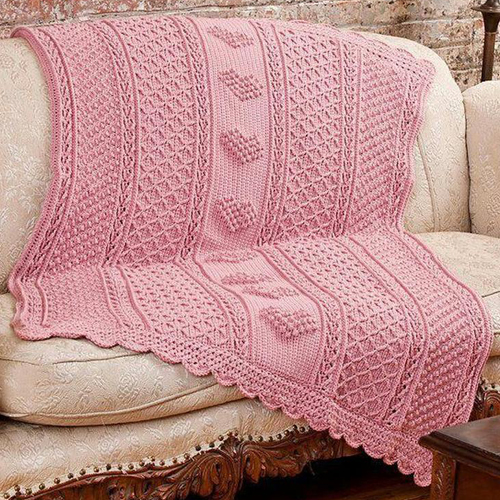 Aran Hearts Throw - Free Pattern 