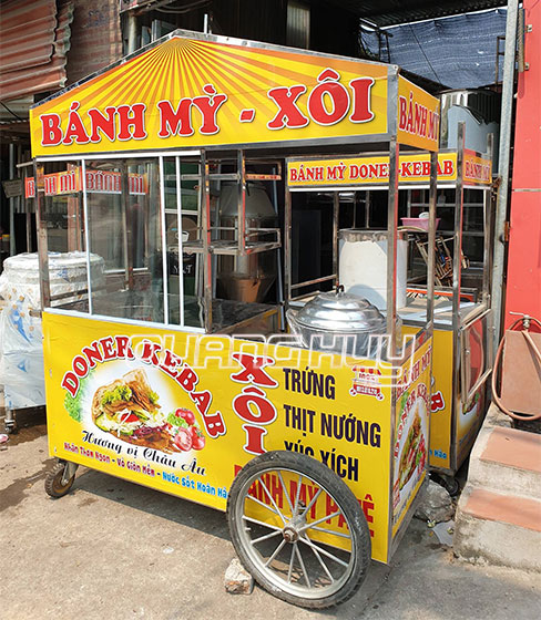 Xe đẩy bánh mì bán xôi 1m8 Quang Huy