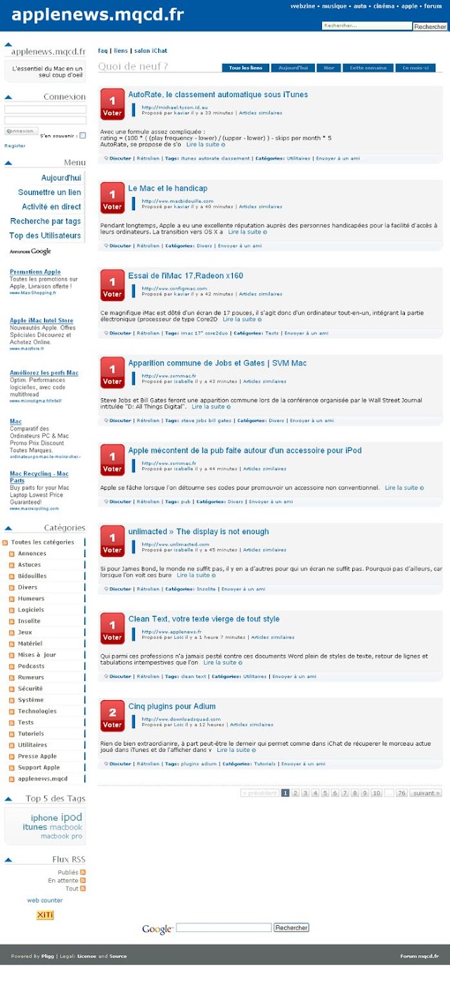 Le site du jour : Applenews.mqcd , l'essentiel du Mac en un  coup d'oeil