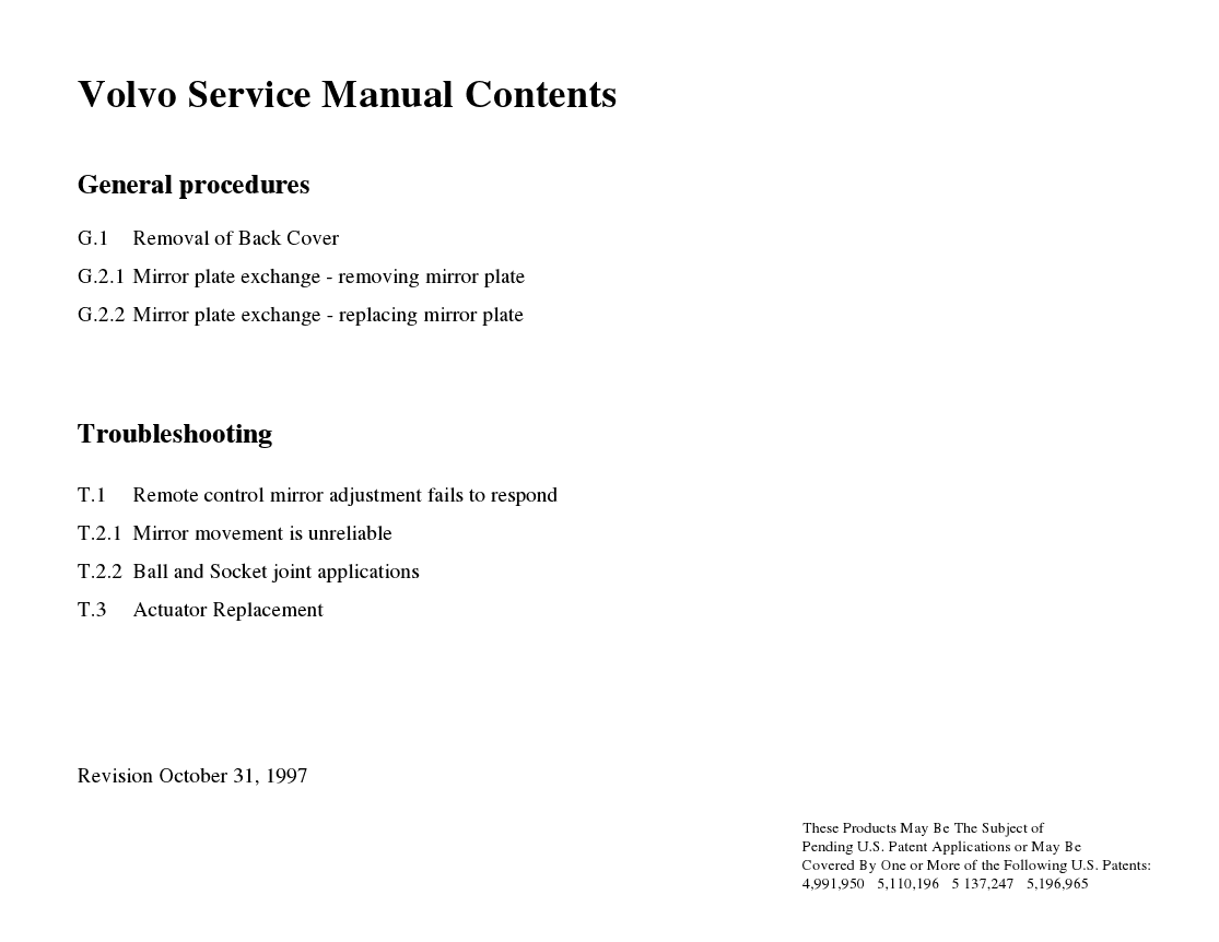 VolvoManuals: Download Volvo Service Manual Contents PDF