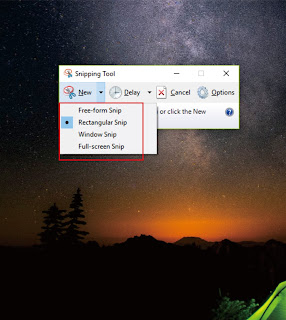 cara memilih snipping tool